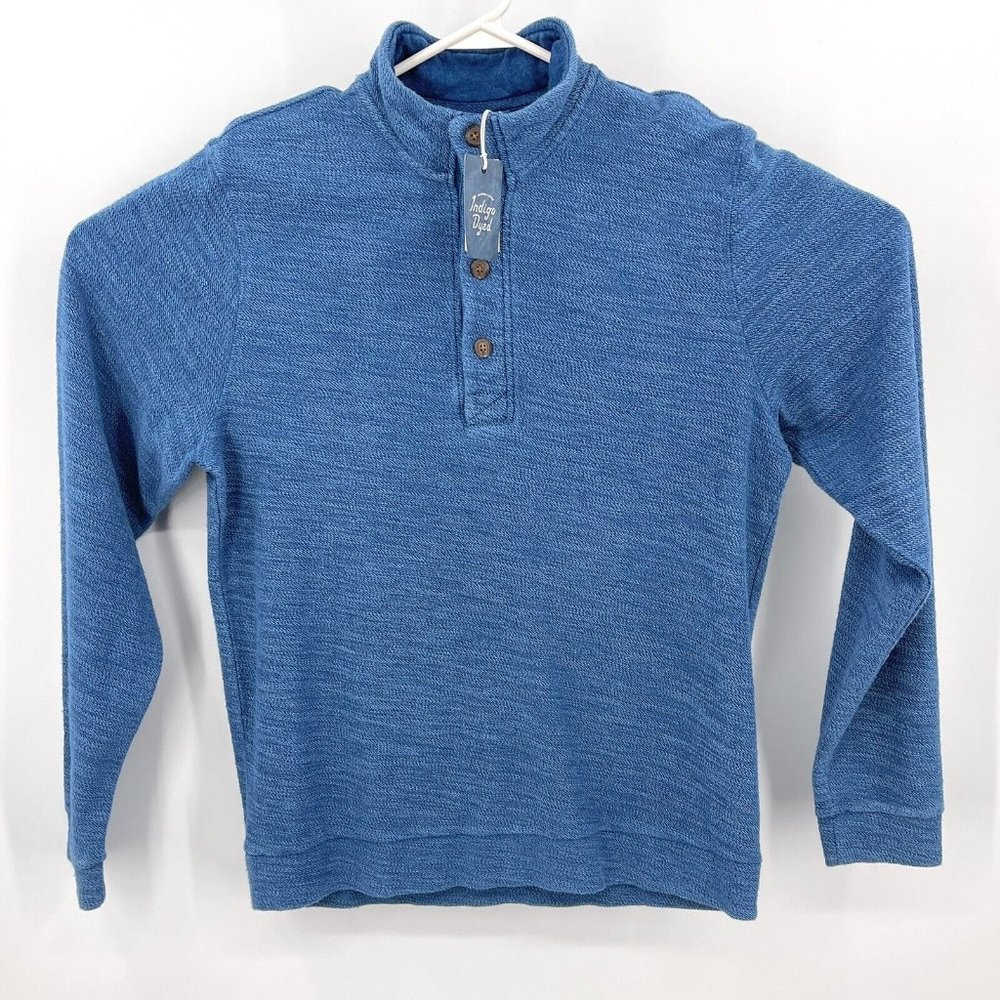 NWT Marine Layer Clayton Textured Pullover Indigo Dyed Blue Sz Large